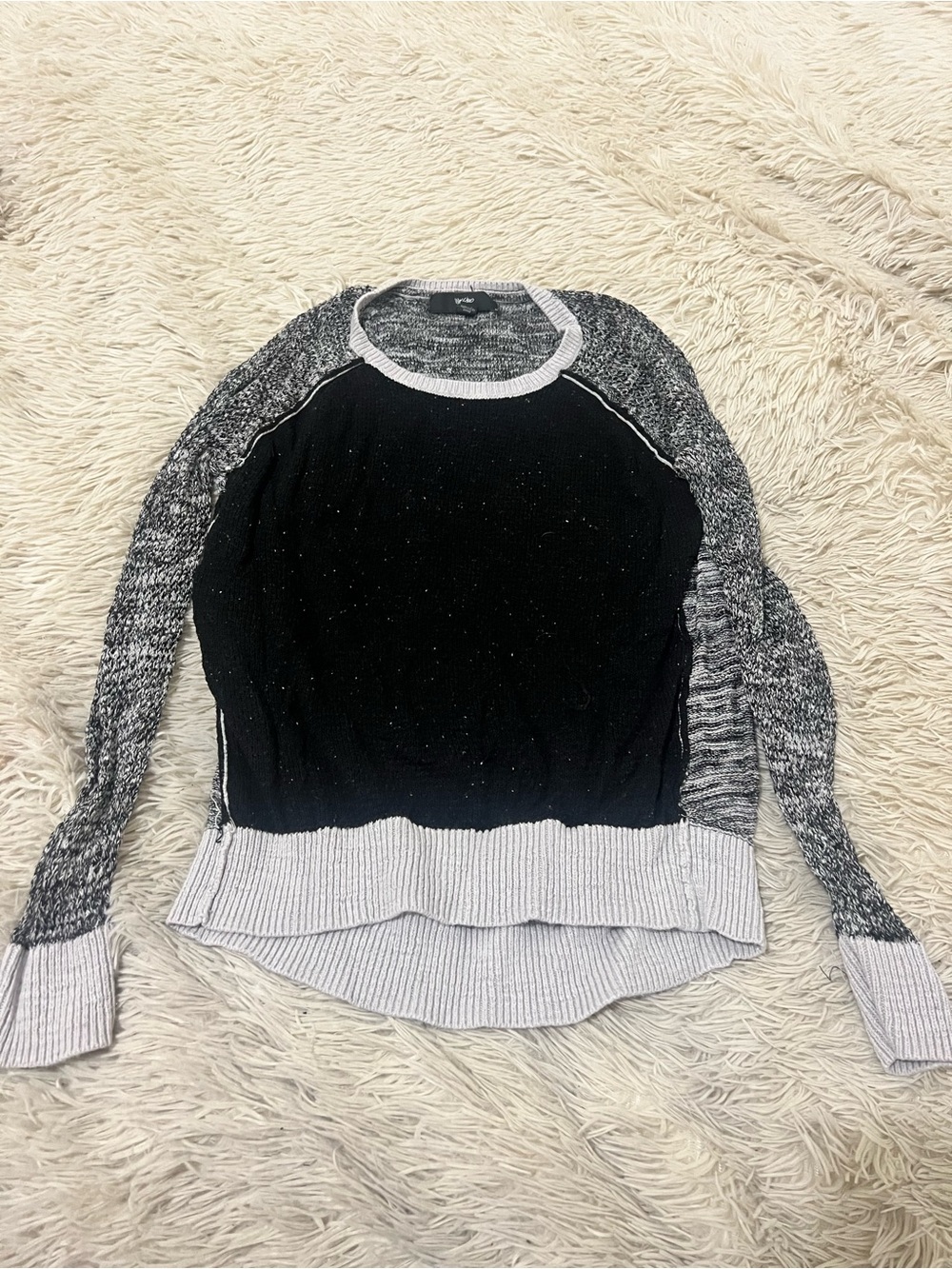 Mossimo Supply Co. Black & Gray Layered Knit Pullover